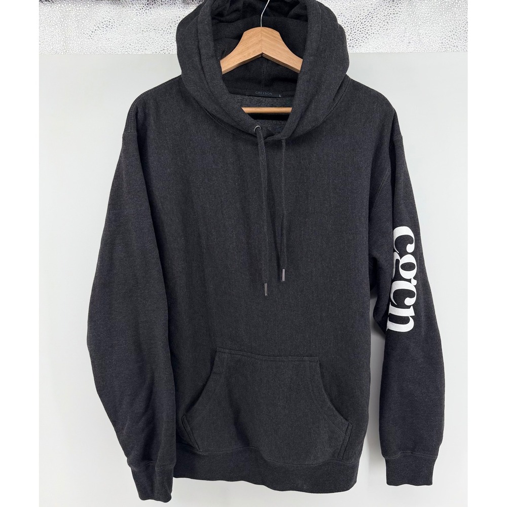 Greyson Clothiers Mens Heather Charcoal Grey Fleece Graphic Sleeve Hoodie Large